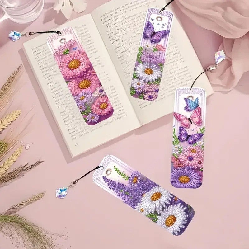 2 Floral Butterfly Bookmarks Diamond Jewel Art COMPLETED & SEALED U CHOOSE