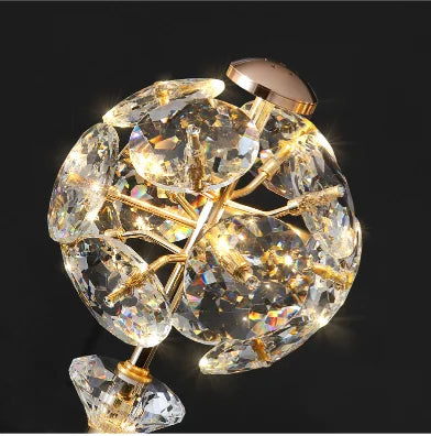 Modern Minimalist Bedroom Bedside Desk Lamp Crystal Table Lamp Simple and Luxurious French Style Reading Lamp Circular Metal LED