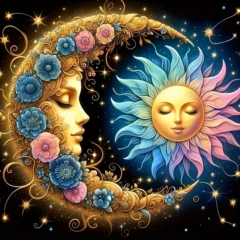 4pcs Dreamy Moon And Sun Diamond Jewel Art, Canvas, No Frame, COMPLETED, SEALED