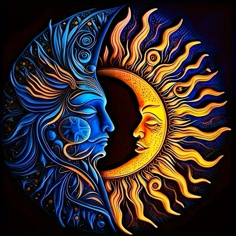 4pcs Dreamy Moon And Sun Diamond Jewel Art, Canvas, No Frame, COMPLETED, SEALED