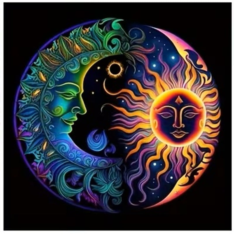 4pcs Dreamy Moon And Sun Diamond Jewel Art, Canvas, No Frame, COMPLETED, SEALED