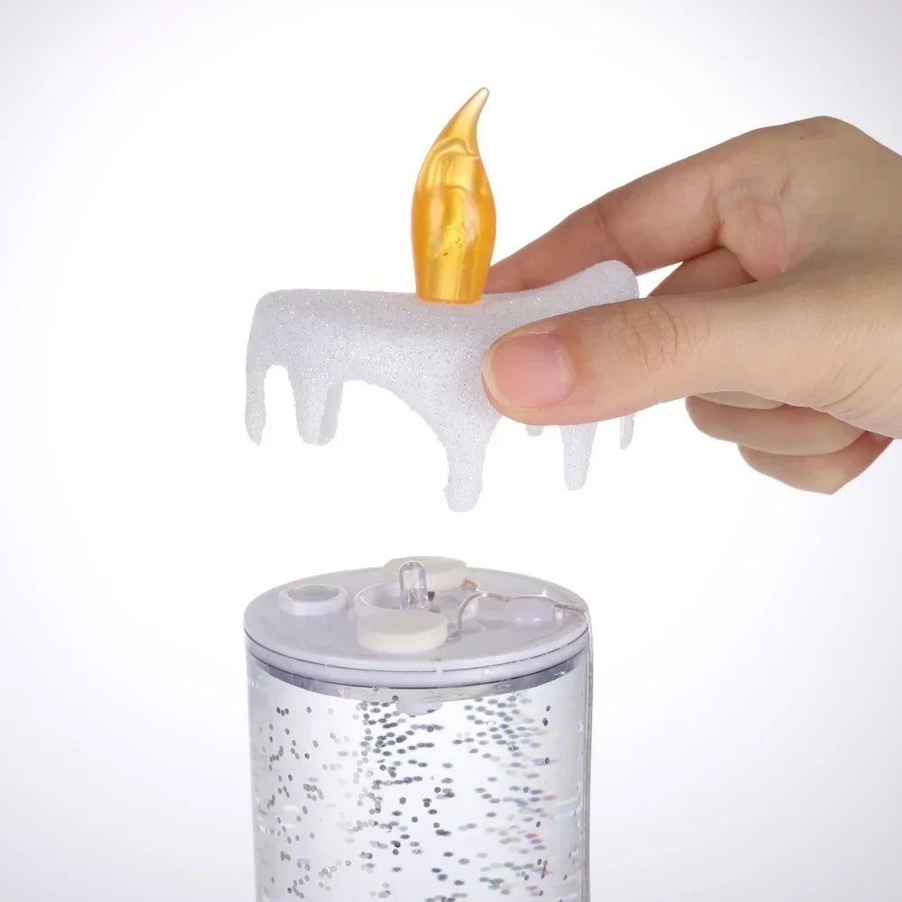 New LED Christmas Candle LED Flameless Candle Light Swirling Glitter Colorful Fantasy Crystal Night Lights Xmas Party Home Decor