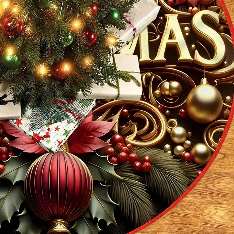 VIKAMA Merry Christmas Tree Skirt, Christmas Tree Mat Decor, Party New Year Christmas Home Scene Decor, Christmas Home Decor