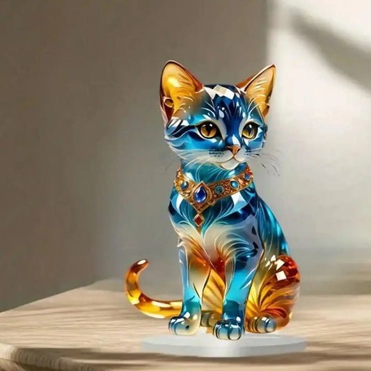 Elegant exotic cat table decoration sculptures, home and office decorations, classic animal themed Thanksgiving decorations。