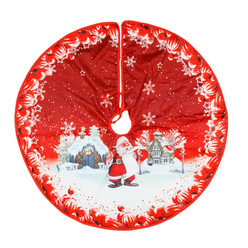 Christmas 84Cm Digital Printed Tree Skirt 2Pcs Christmas Tree Bottom Decoration Arrangement Fine Velvet Soft Party Supplies