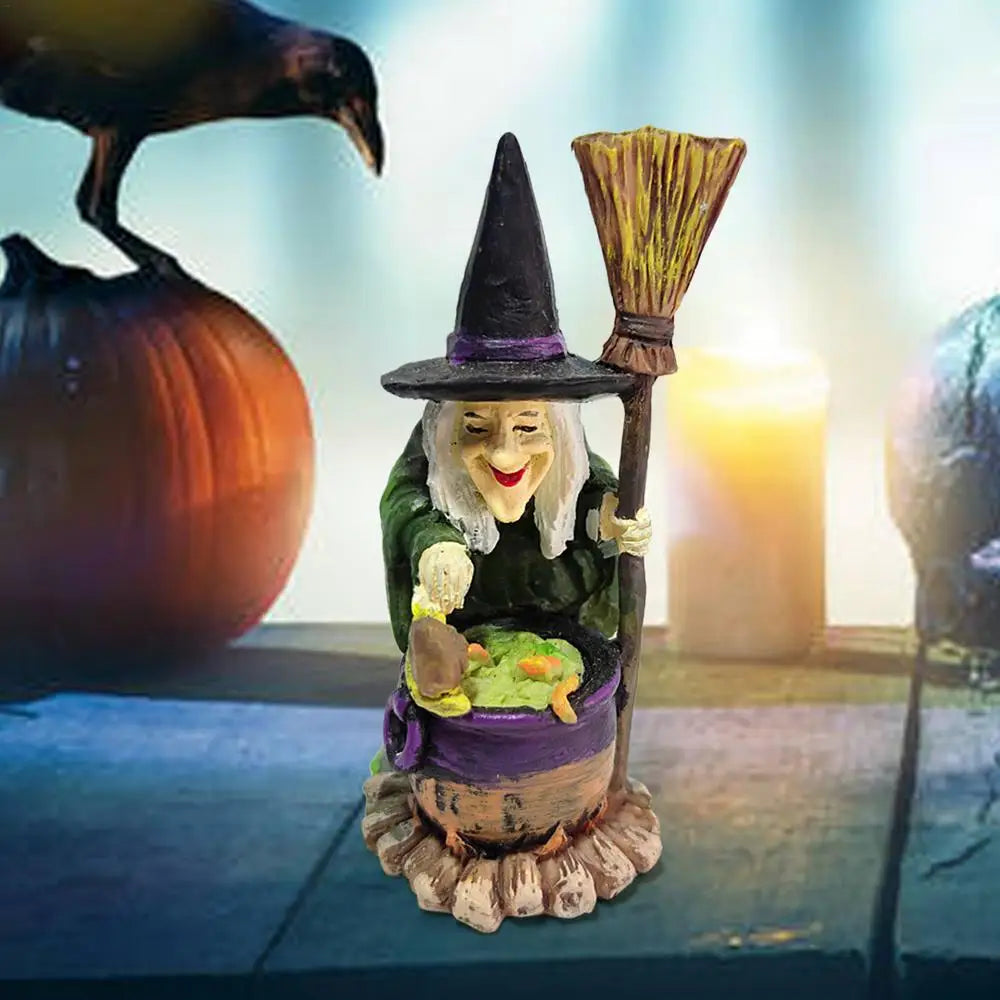 Halloween Horror Witch Figurine Desktop DIY Decoration Ornaments For Party Garden Happy Halloween Holiday Bar Decor