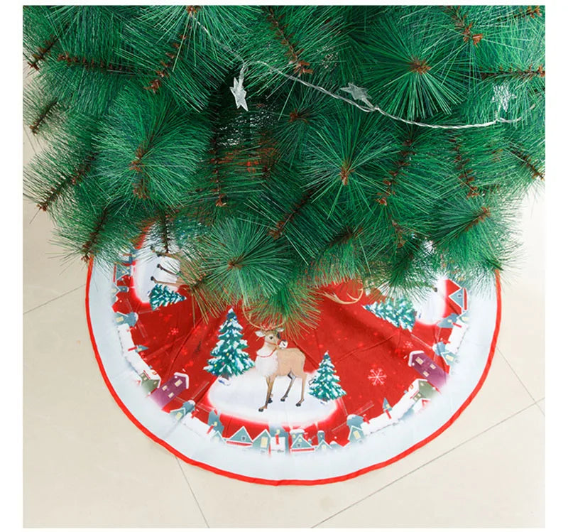 Christmas 84Cm Digital Printed Tree Skirt 2Pcs Christmas Tree Bottom Decoration Arrangement Fine Velvet Soft Party Supplies