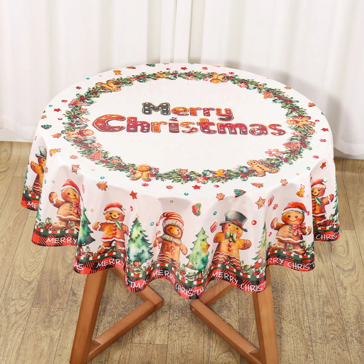 Christmas Gingerbread Man Tablecloth Polyester Table Cover Table Decor Winter Holiday Xmas Tablecloth Navidad Decorations 2025