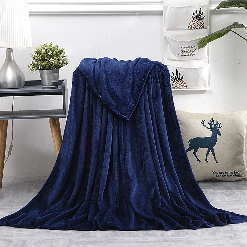 Soft Warm Blankets For Beds Winter Mink Throw Solid Sofa Cover Bedspread Winter Plaid Blankets  Winter Sheet Bedspread