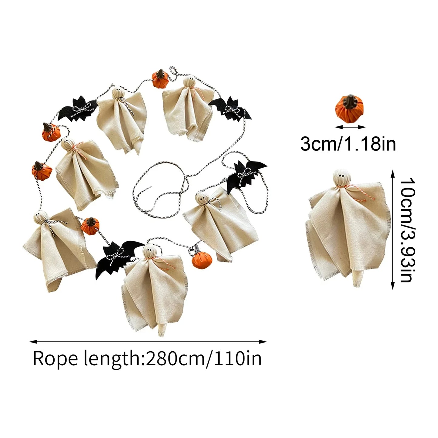 Halloween Ghost Garland Spooky Hanging Decor for Farmhouse Party Halloween Decoration Scary Hanging Ornaments