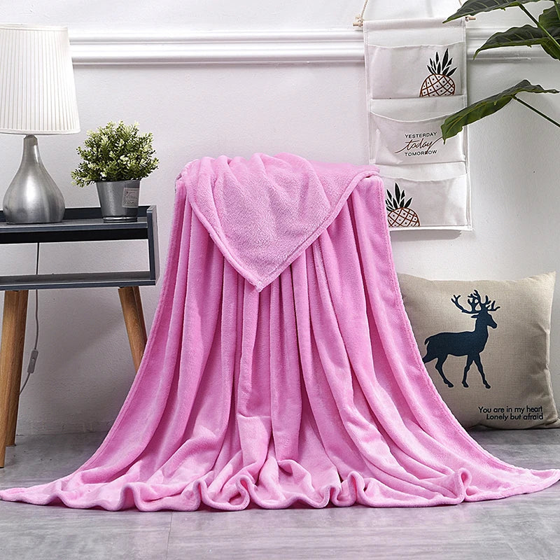Soft Warm Blankets For Beds Winter Mink Throw Solid Sofa Cover Bedspread Winter Plaid Blankets  Winter Sheet Bedspread