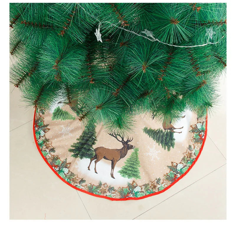 Christmas 84Cm Digital Printed Tree Skirt 2Pcs Christmas Tree Bottom Decoration Arrangement Fine Velvet Soft Party Supplies