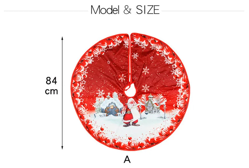 Christmas 84Cm Digital Printed Tree Skirt 2Pcs Christmas Tree Bottom Decoration Arrangement Fine Velvet Soft Party Supplies