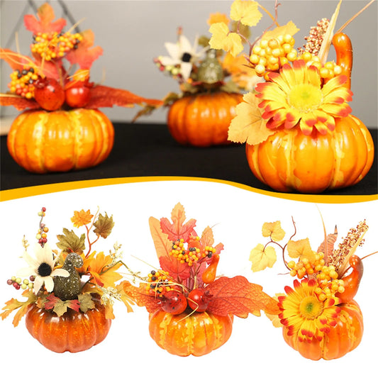 New Thanksgiving Fake Pumpkins Decor Artificial Flower Halloween House Party Fall Ornaments Home Table Centerpiece Kitchen Decor