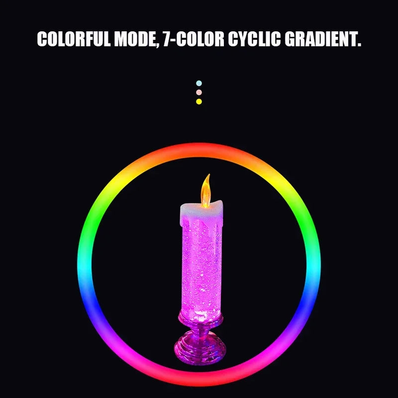 New LED Christmas Candle LED Flameless Candle Light Swirling Glitter Colorful Fantasy Crystal Night Lights Xmas Party Home Decor