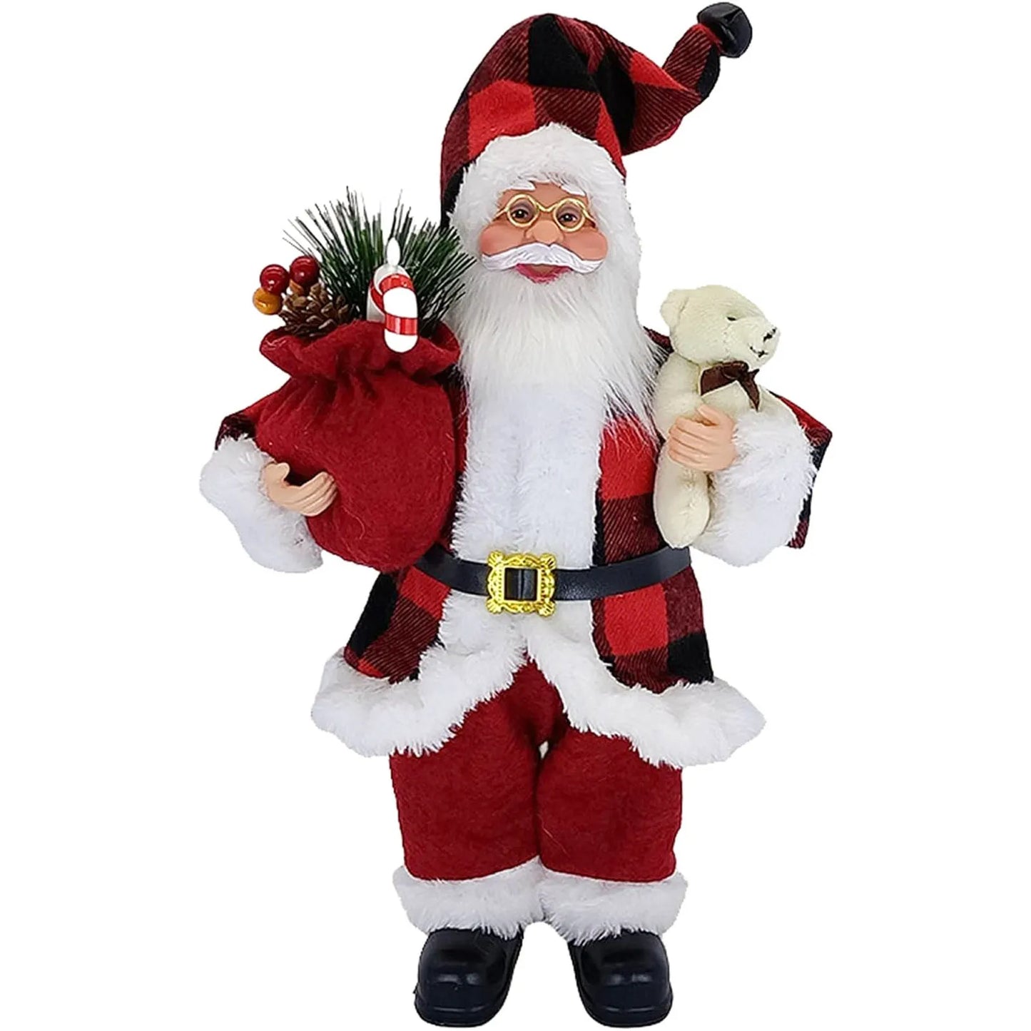 Christmas Sitting Standing Santa Claus Figurines Doll Cute 12inch Xmas Tree Party Ornament Table Office Fireplace Home Decor
