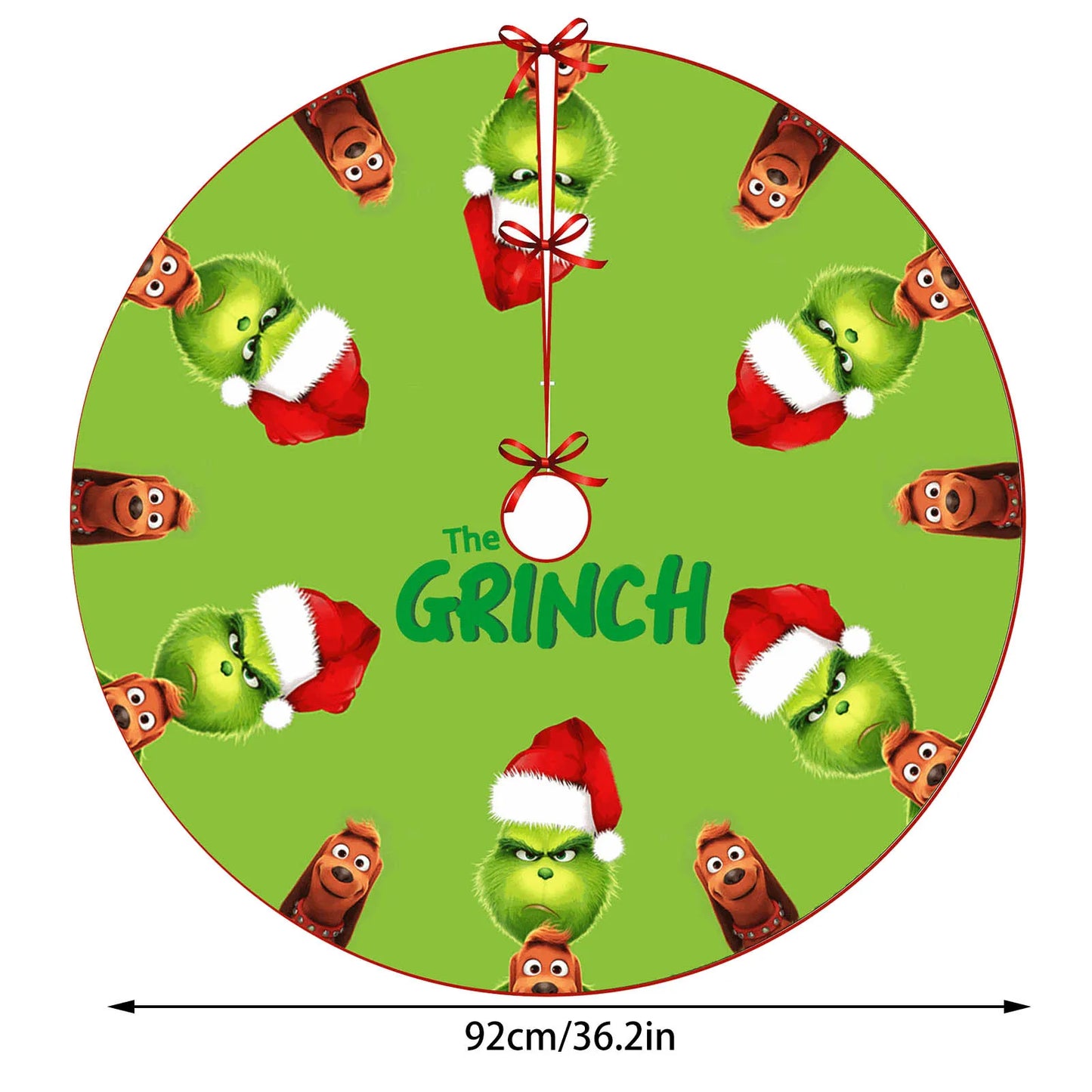 Christmas Tree Skirt Red & Green Merry Christmas Tree Skirt Collar Soft Xmas Holiday Decoration 2024 Gift Party Favors