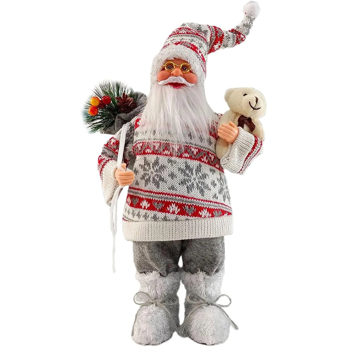 Christmas Sitting Standing Santa Claus Figurines Doll Cute 12inch Xmas Tree Party Ornament Table Office Fireplace Home Decor