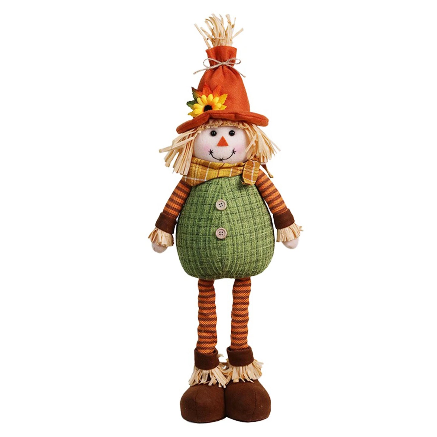 Thanksgiving Scarecrow Stretch Doll Harvest Season Decoration Maple Leaf Sunflower Straw Hat Elderly Doll Home DIY Decor