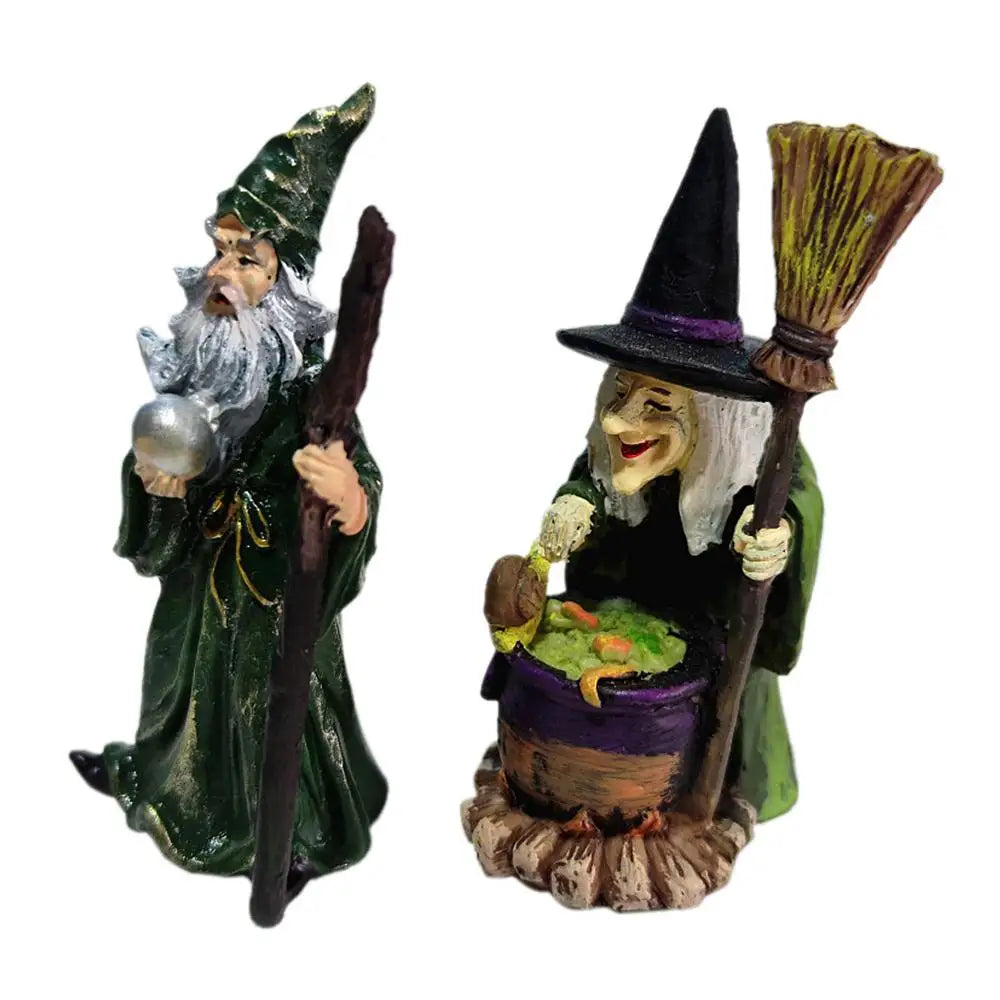 Halloween Horror Witch Figurine Desktop DIY Decoration Ornaments For Party Garden Happy Halloween Holiday Bar Decor