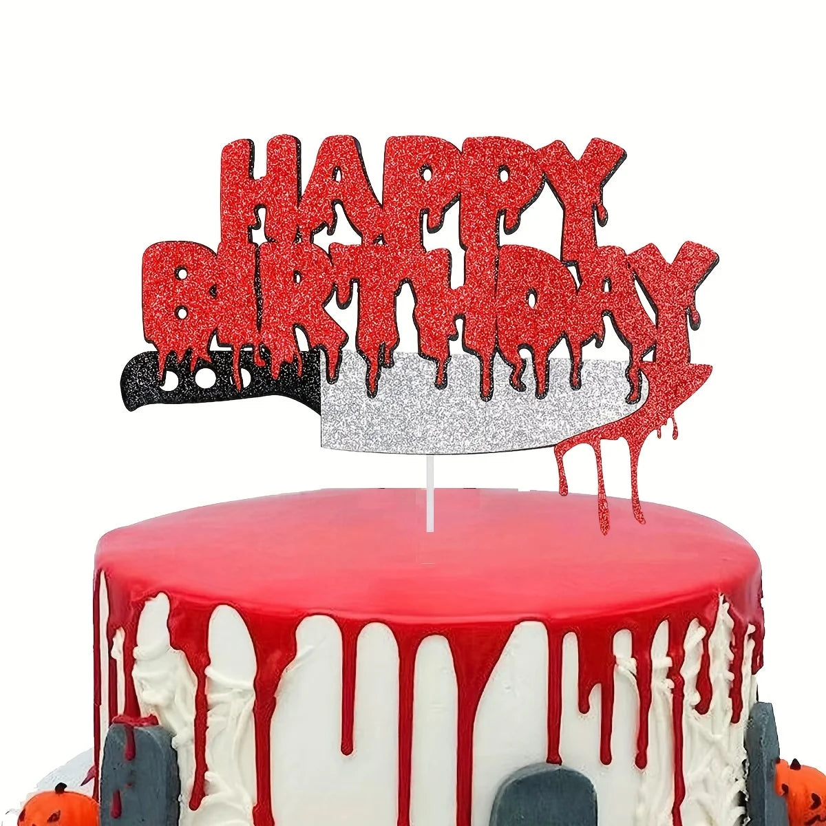 1pc Spooky Halloween Horror Cake Decor - Unique centerpiece for a Scary Sweet Treat