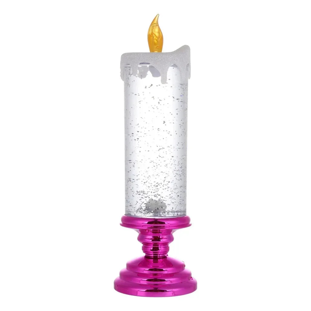 New LED Christmas Candle LED Flameless Candle Light Swirling Glitter Colorful Fantasy Crystal Night Lights Xmas Party Home Decor