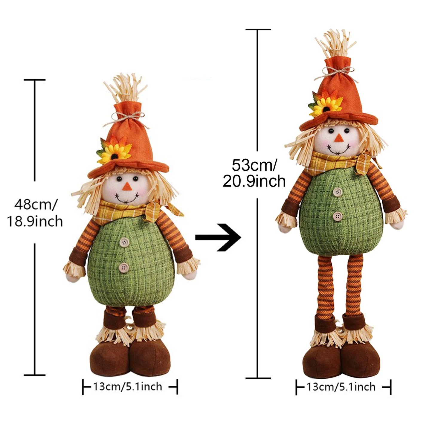 Thanksgiving Scarecrow Stretch Doll Harvest Season Decoration Maple Leaf Sunflower Straw Hat Elderly Doll Home DIY Decor