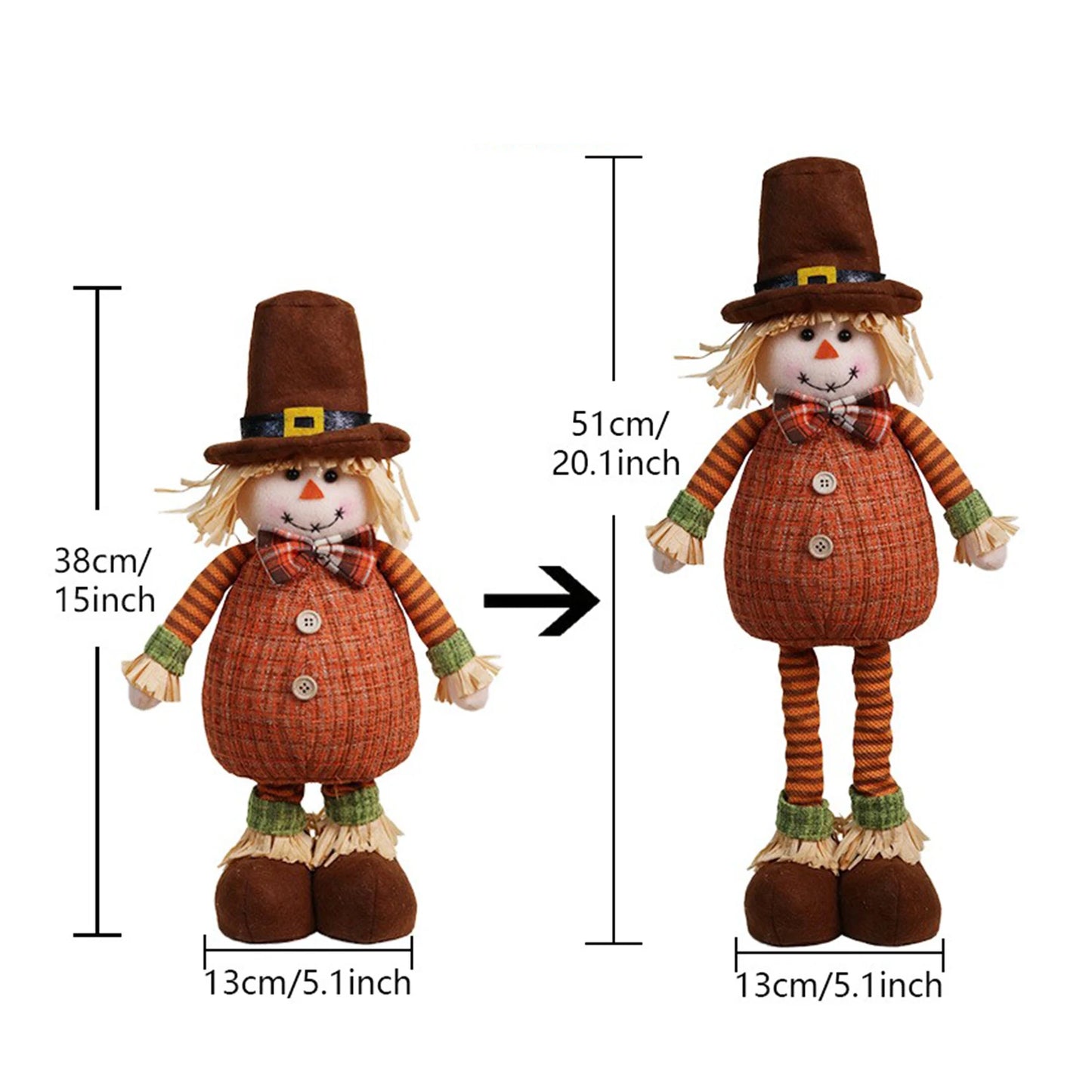 Thanksgiving Scarecrow Stretch Doll Harvest Season Decoration Maple Leaf Sunflower Straw Hat Elderly Doll Home DIY Decor