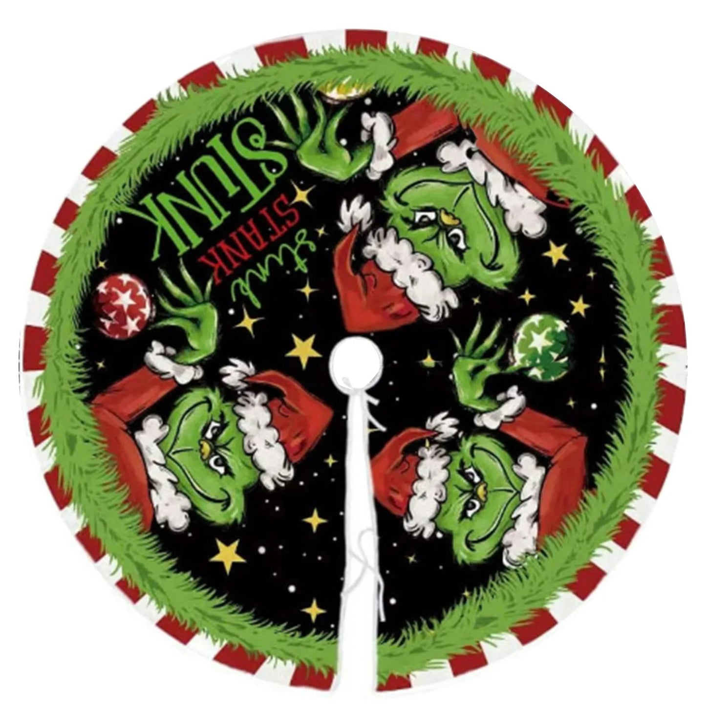 Christmas Tree Skirt Red & Green Merry Christmas Tree Skirt Collar Soft Xmas Holiday Decoration 2024 Gift Party Favors