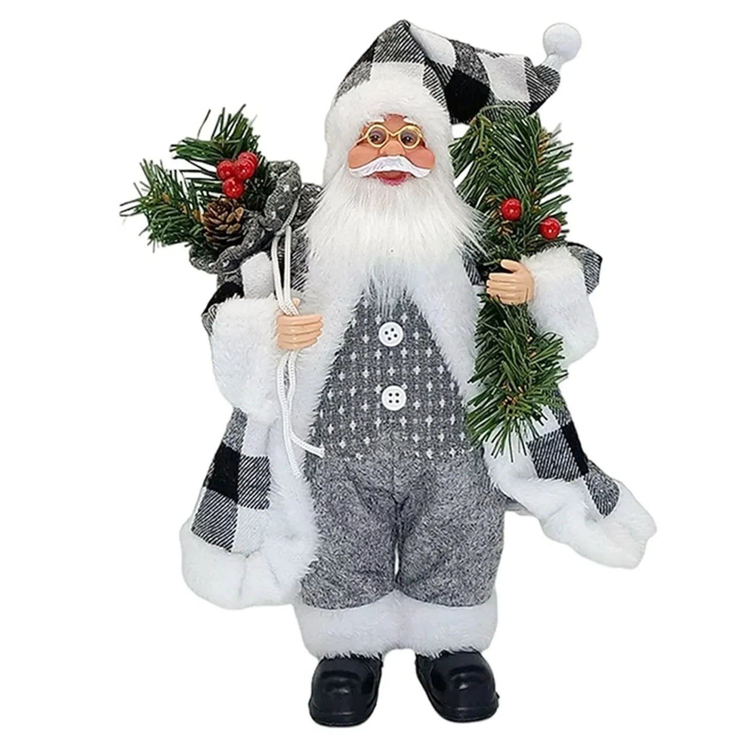 Christmas Sitting Standing Santa Claus Figurines Doll Cute 12inch Xmas Tree Party Ornament Table Office Fireplace Home Decor