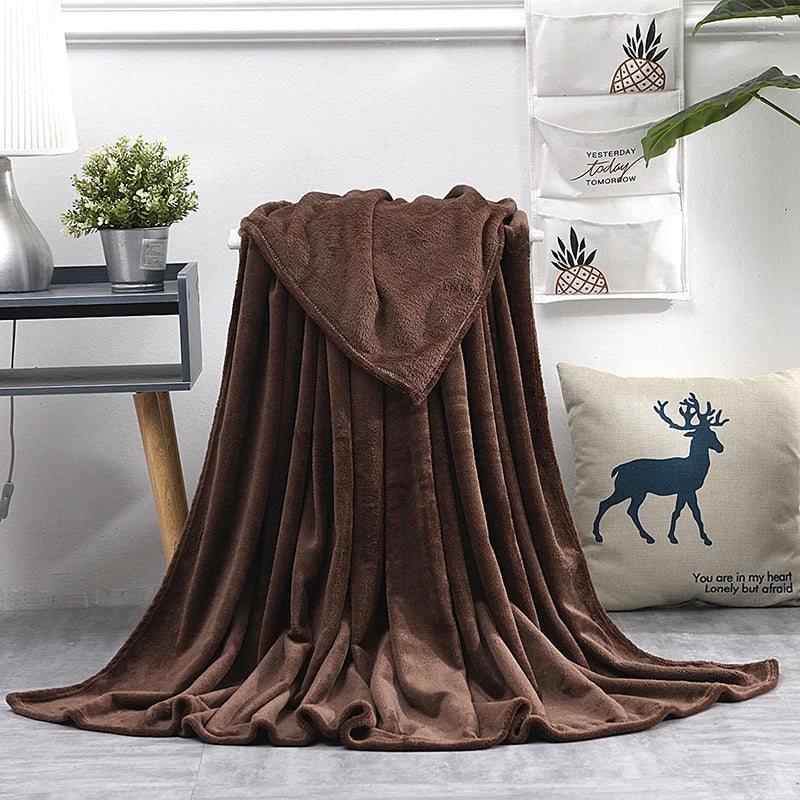 Soft Warm Blankets For Beds Winter Mink Throw Solid Sofa Cover Bedspread Winter Plaid Blankets  Winter Sheet Bedspread