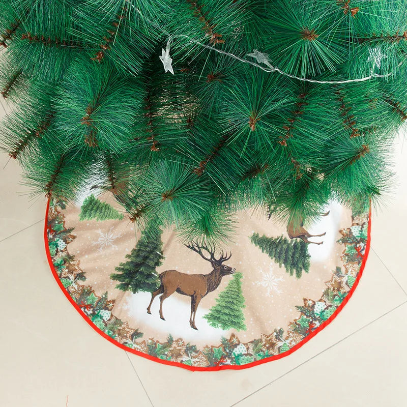 Christmas 84Cm Digital Printed Tree Skirt 2Pcs Christmas Tree Bottom Decoration Arrangement Fine Velvet Soft Party Supplies