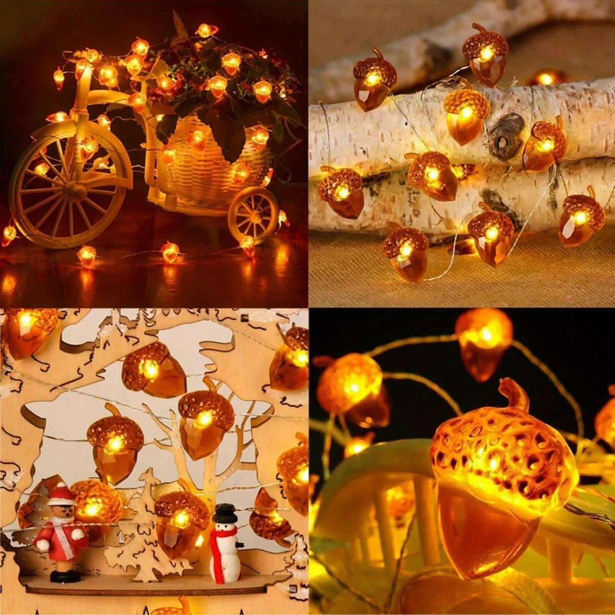 Acorn String Lights Thanksgiving Decorations Fairy Lights 30 LEDs 9.8ft Battery Powered for Bedroom Farmhouse Home Holiday Decor