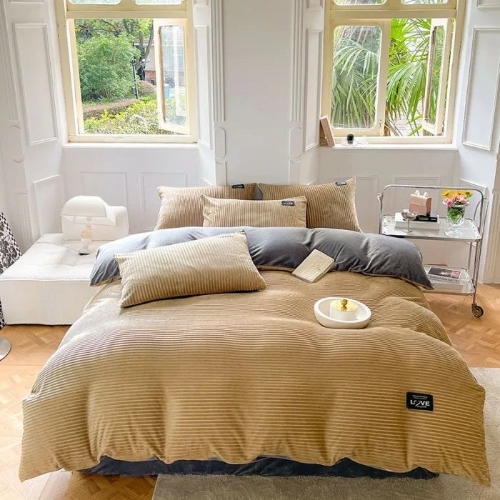 Thick Solid Color Velvet Duvet Cover Winter Warmth Bedding Set Double Quilt Cover Twin Queen King Comforter Cover 220*240