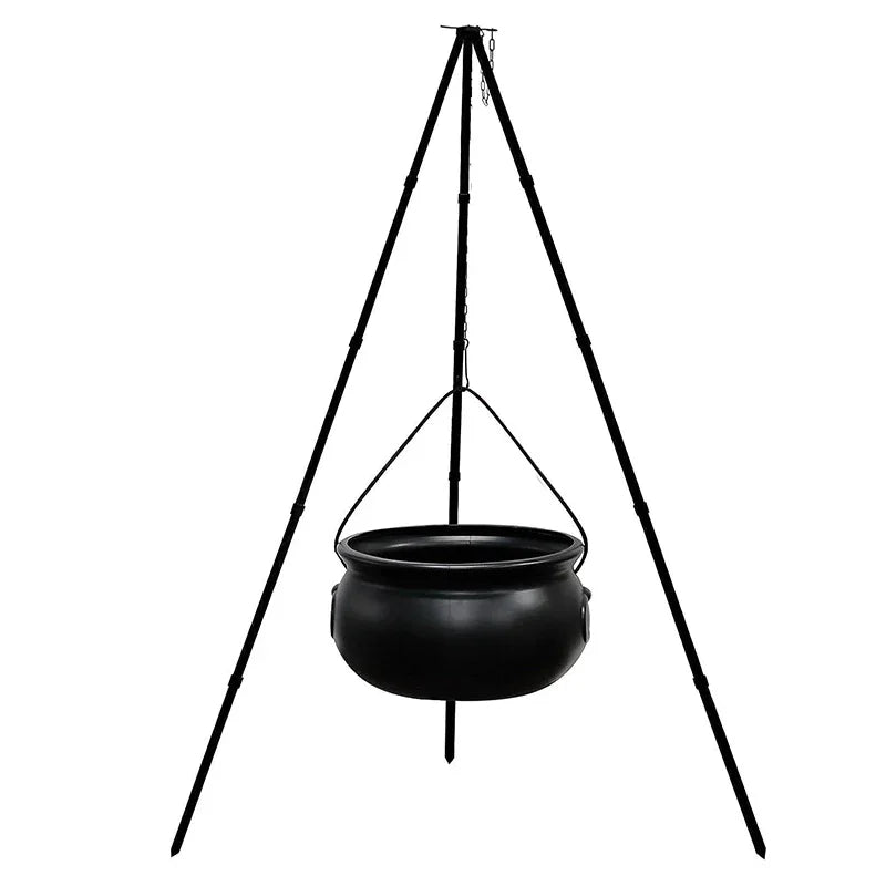 Halloween Decor Outdoor Large Witch Cauldron on Tripod with Lights Candy Bucket Halloween Bonfire Horror Carnival Party Decor
