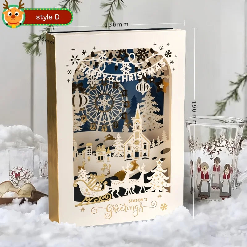 Christmas 3D Greeting Card Envelope Blessings DIY Christmas Eve Gift Elk Decoration Xmas Invitation Postcard Navidad Supplies