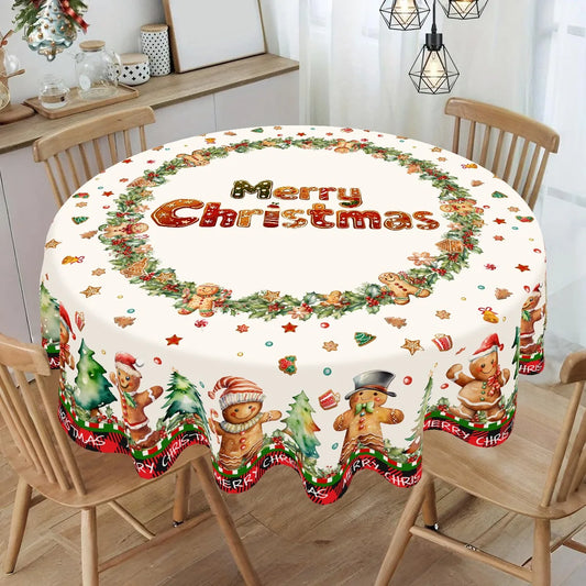 Christmas Gingerbread Man Tablecloth Polyester Table Cover Table Decor Winter Holiday Xmas Tablecloth Navidad Decorations 2025