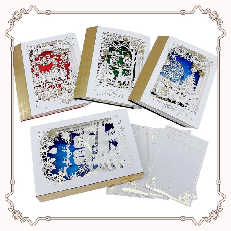 Christmas 3D Greeting Card Envelope Blessings DIY Christmas Eve Gift Elk Decoration Xmas Invitation Postcard Navidad Supplies