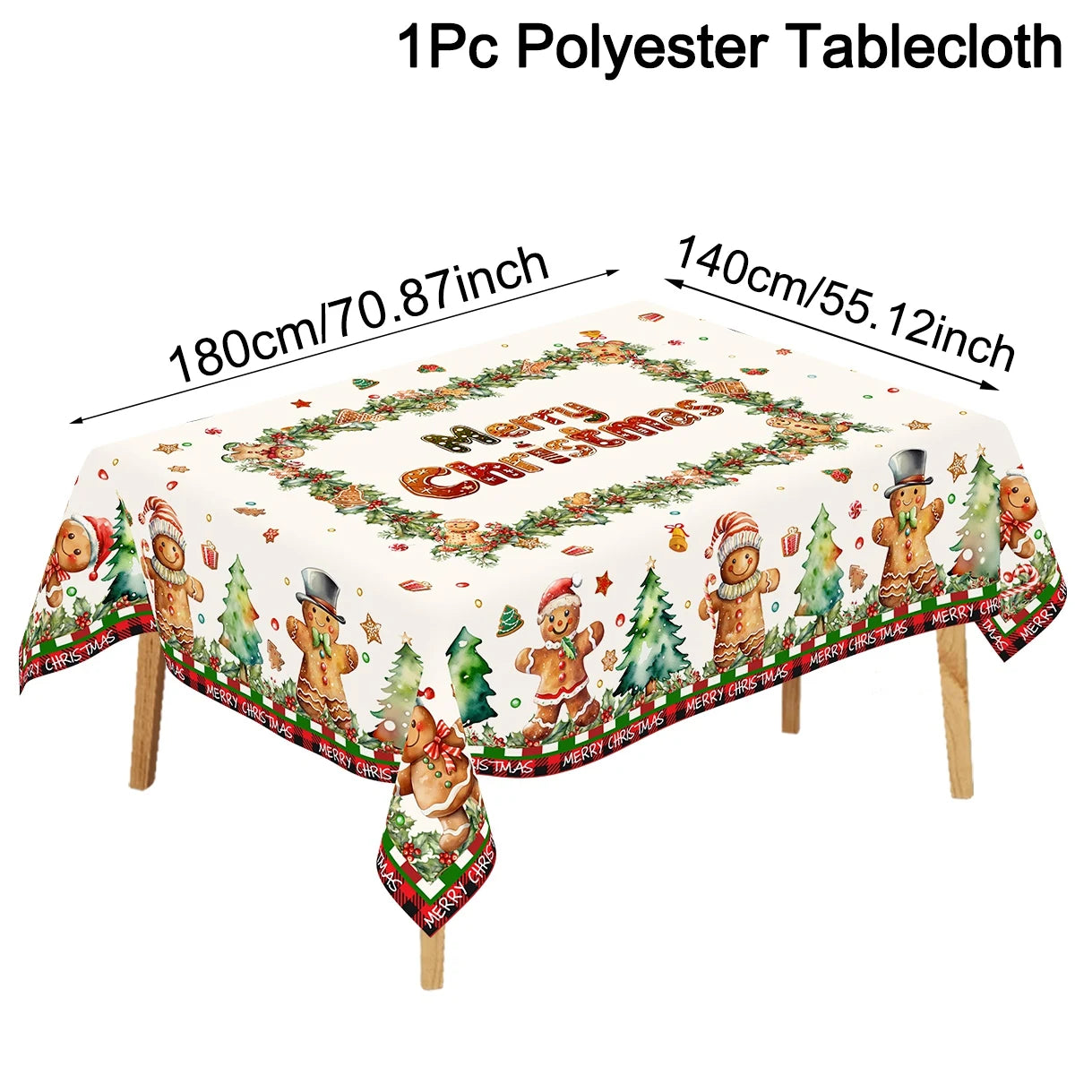 Christmas Gingerbread Man Tablecloth Polyester Table Cover Table Decor Winter Holiday Xmas Tablecloth Navidad Decorations 2025