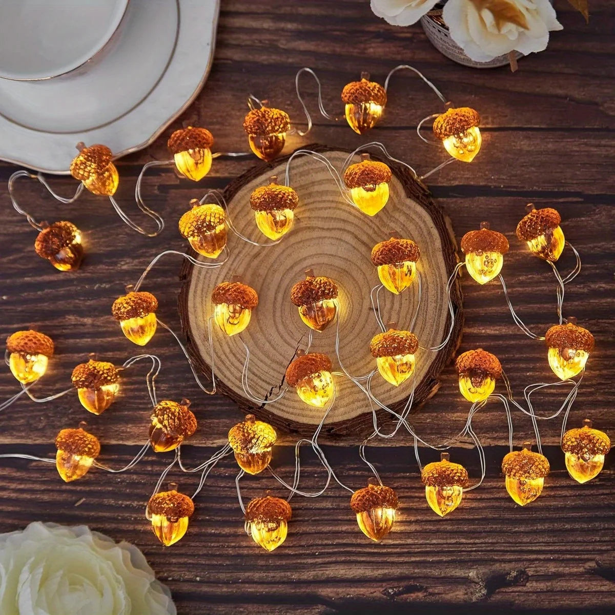 Acorn String Lights Thanksgiving Decorations Fairy Lights 30 LEDs 9.8ft Battery Powered for Bedroom Farmhouse Home Holiday Decor