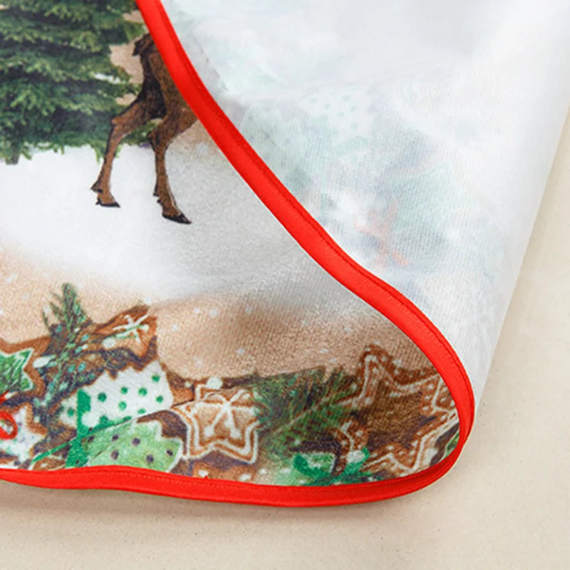 Christmas 84Cm Digital Printed Tree Skirt 2Pcs Christmas Tree Bottom Decoration Arrangement Fine Velvet Soft Party Supplies