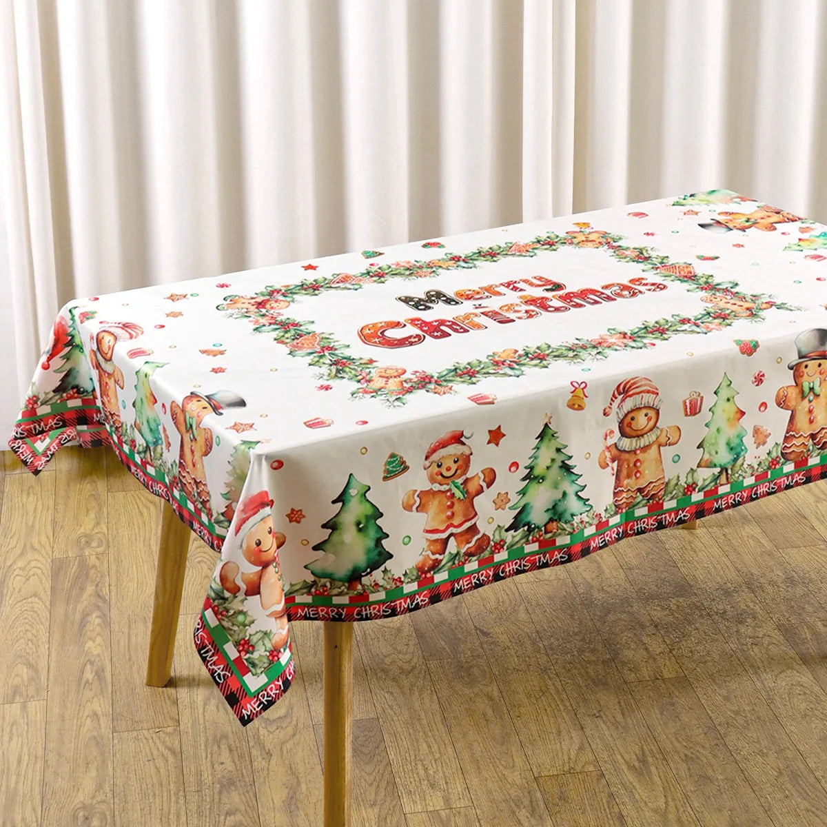 Christmas Gingerbread Man Tablecloth Polyester Table Cover Table Decor Winter Holiday Xmas Tablecloth Navidad Decorations 2025