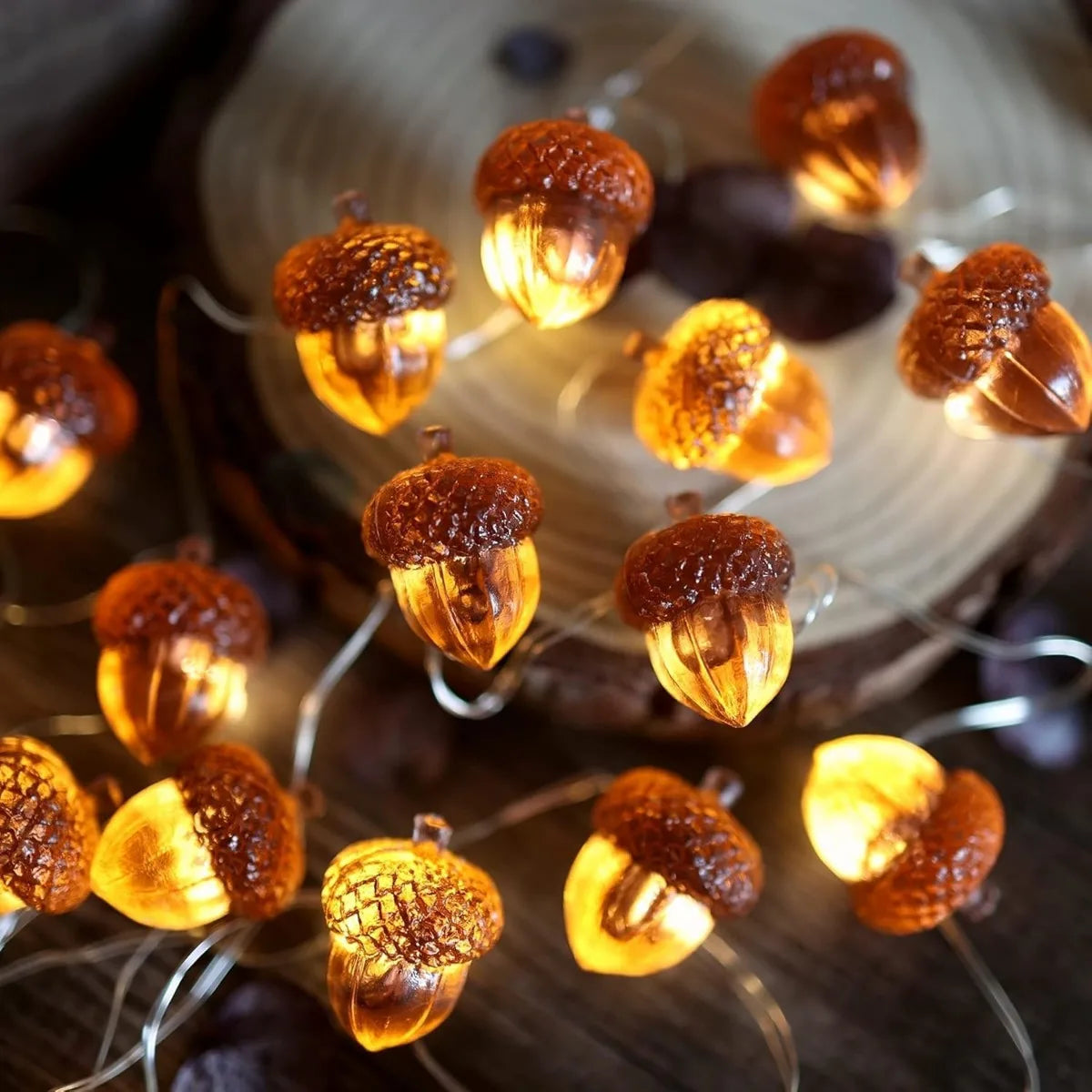 Acorn String Lights Thanksgiving Decorations Fairy Lights 30 LEDs 9.8ft Battery Powered for Bedroom Farmhouse Home Holiday Decor