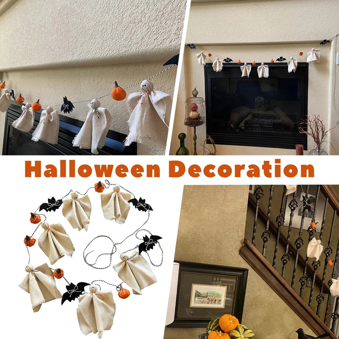 Halloween Ghost Garland Spooky Hanging Decor for Farmhouse Party Halloween Decoration Scary Hanging Ornaments