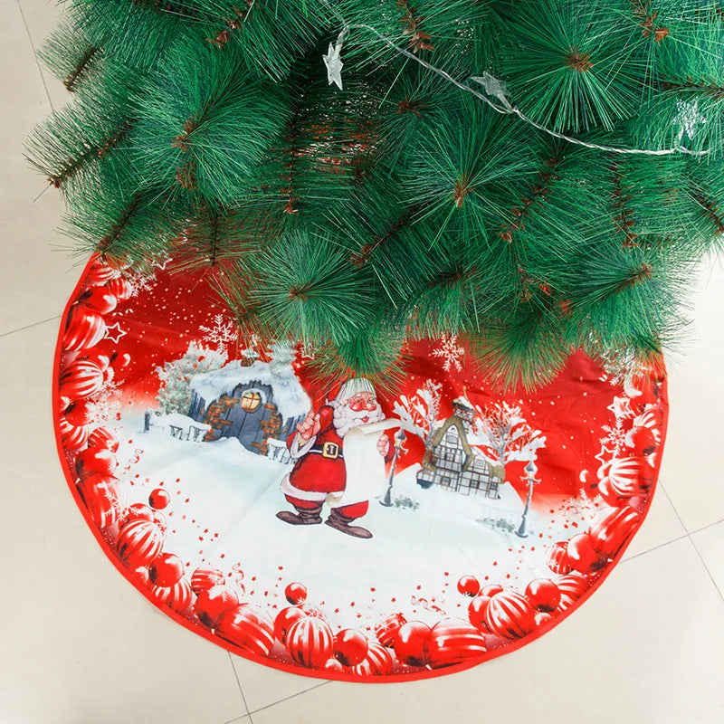 Christmas 84Cm Digital Printed Tree Skirt 2Pcs Christmas Tree Bottom Decoration Arrangement Fine Velvet Soft Party Supplies