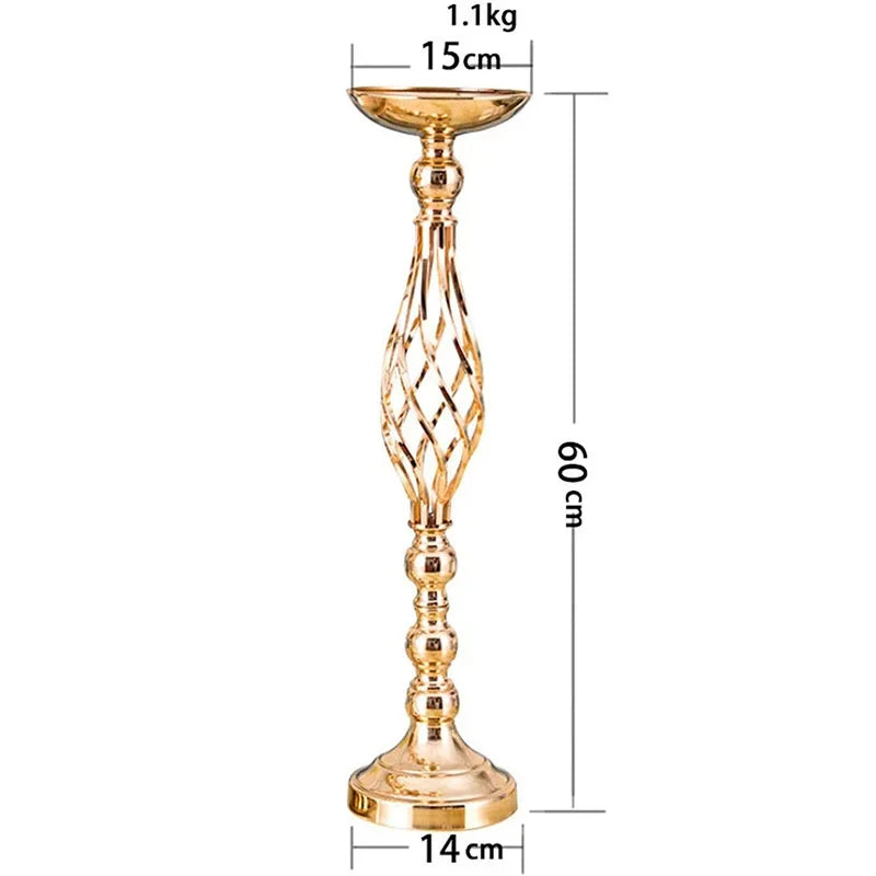 Table Candle Holder Decoration: Golden Iron Art Vase, Twisted Road Candlestick for Wedding Flowers, Wedding Props