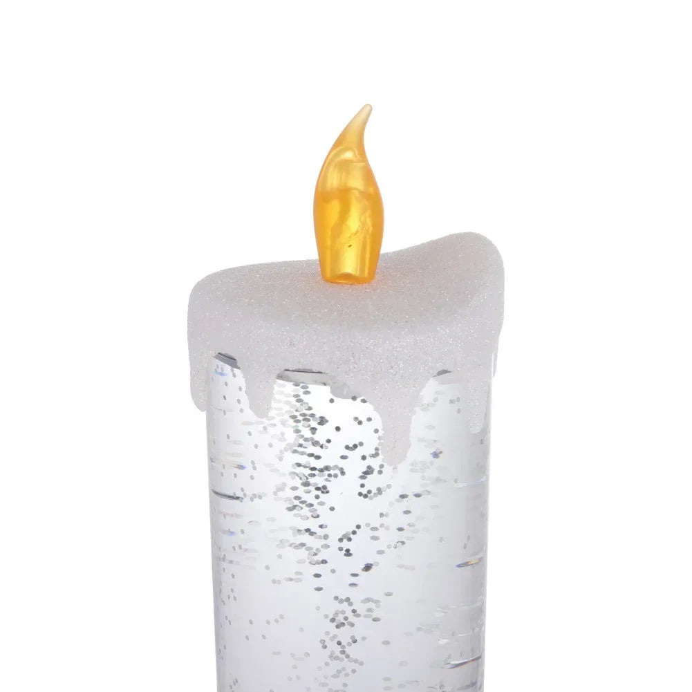 New LED Christmas Candle LED Flameless Candle Light Swirling Glitter Colorful Fantasy Crystal Night Lights Xmas Party Home Decor