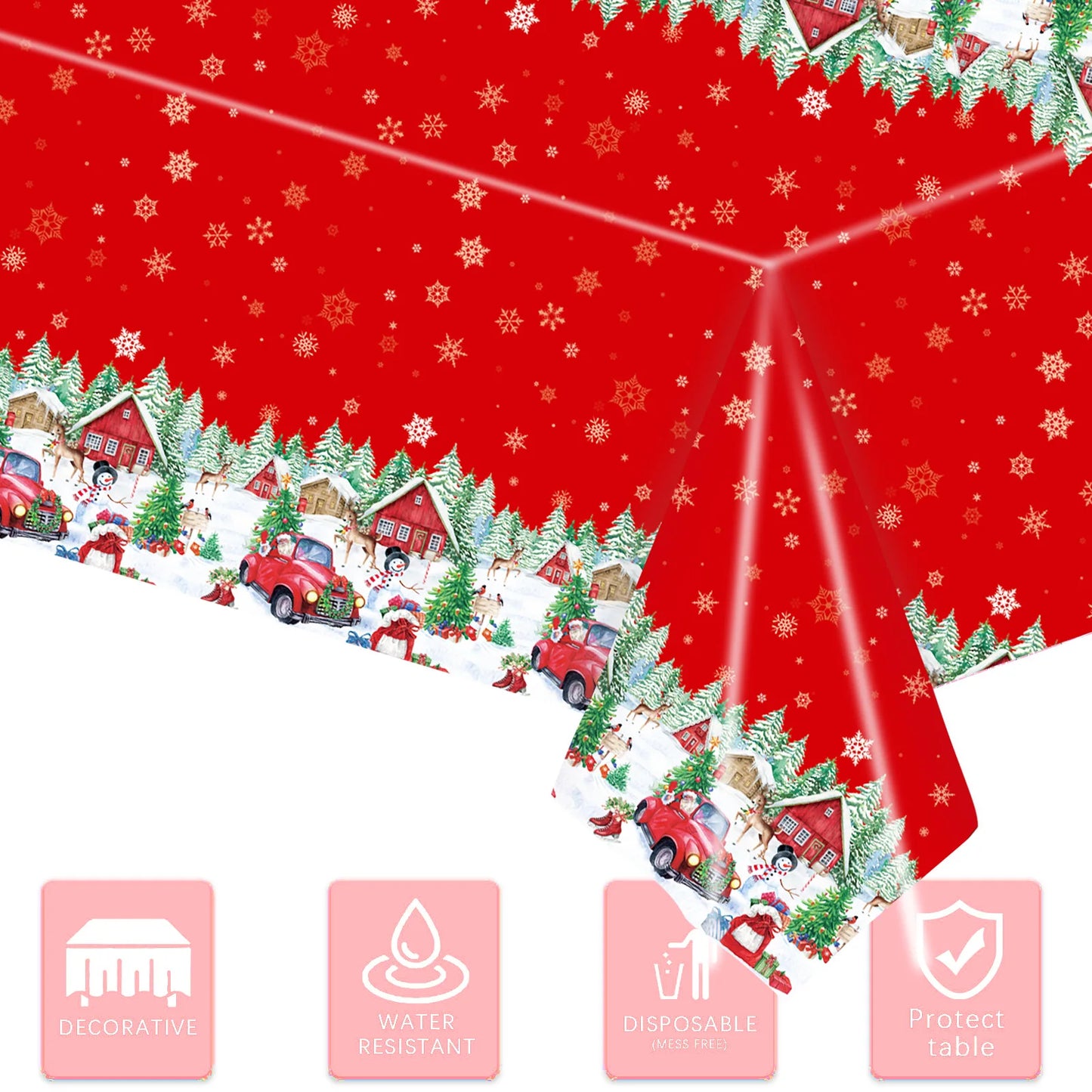 2024 New Merry Christmas Christmas Party Theme Tablecloth Disposable Tablecloth Background Cloth Party Decoration