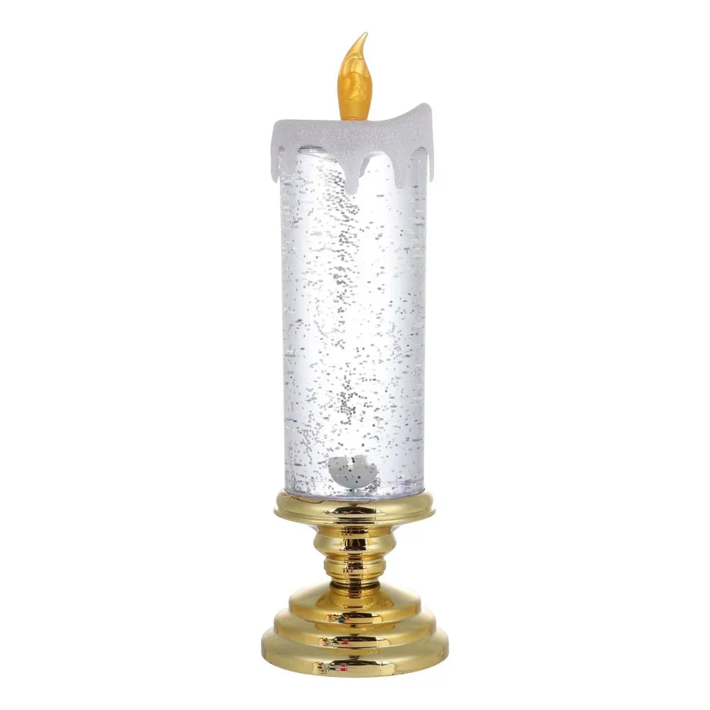 New LED Christmas Candle LED Flameless Candle Light Swirling Glitter Colorful Fantasy Crystal Night Lights Xmas Party Home Decor