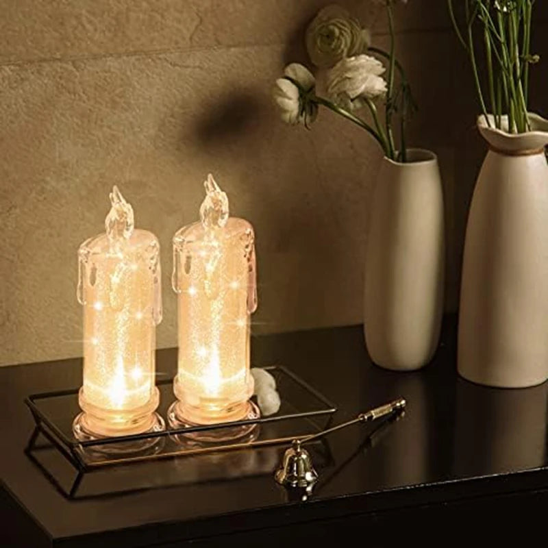 4PCS LED Flameless Candles ,LED Clearance Pillar Candles, Battery Included,Decoracion For Halloween Christmas White